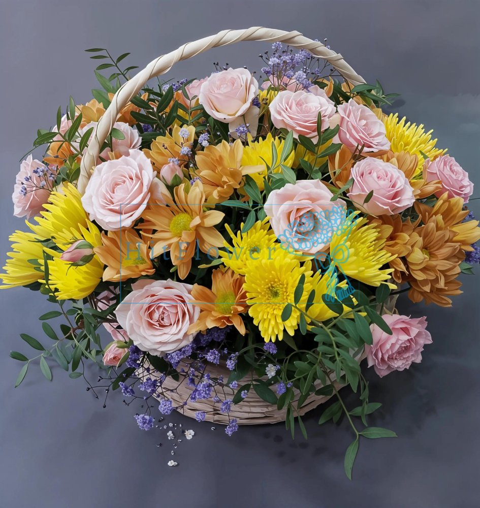 Цветочная композиция из Розы и Хризантемы